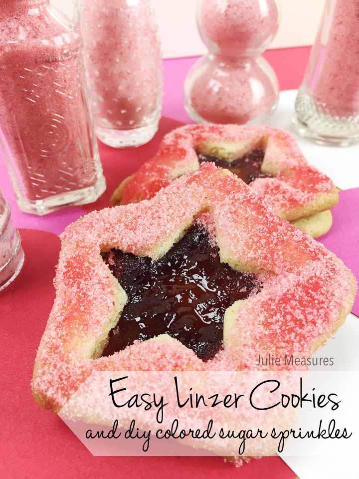 Easy Linzer Cookies and DIY Colored Sugar Sprinkles - Julie Measures