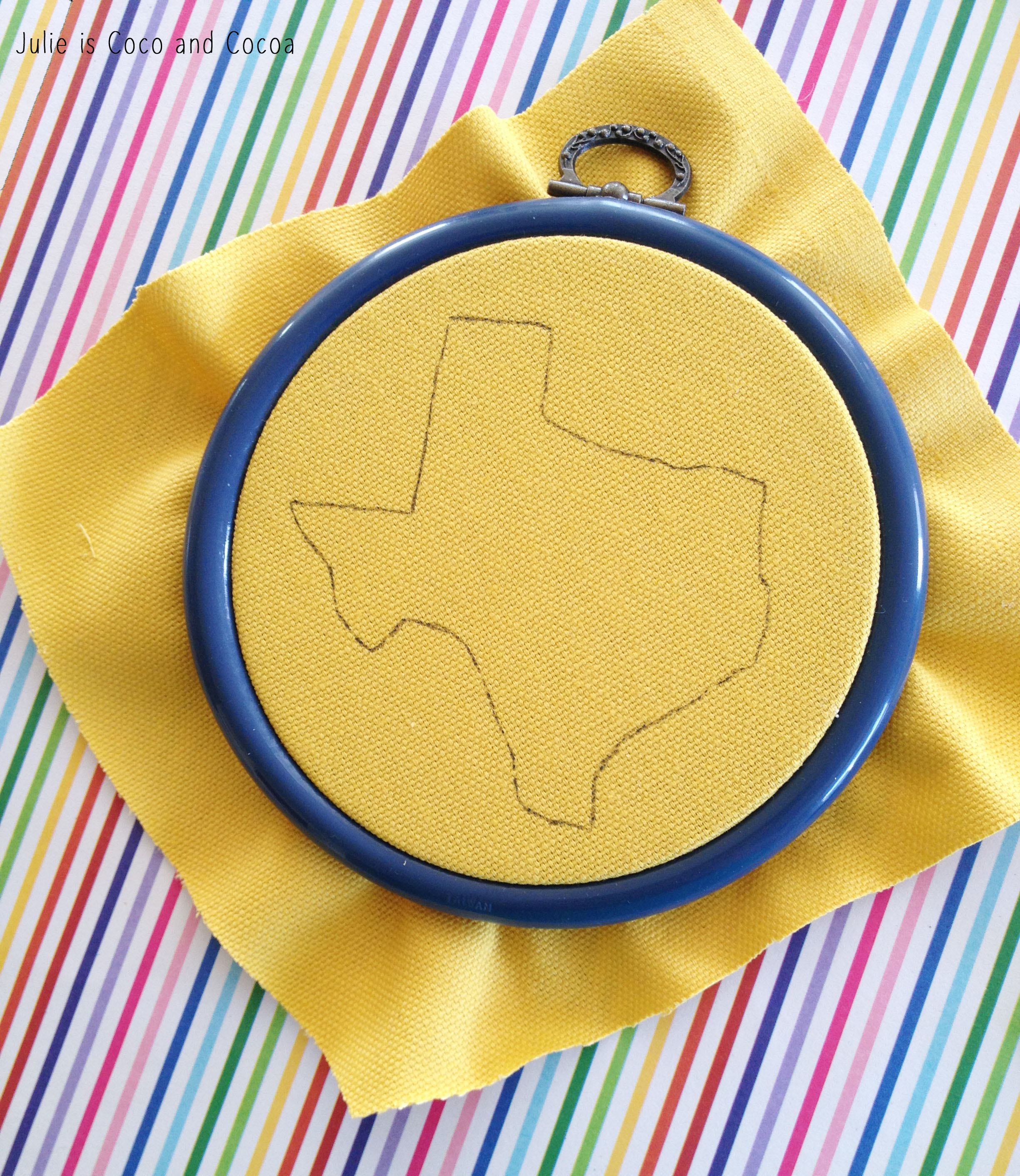 texas rainbow button embroidery tracing