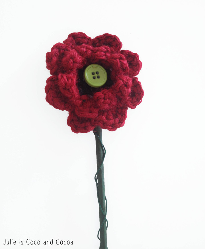 mothers day crochet poppy yarn bomb