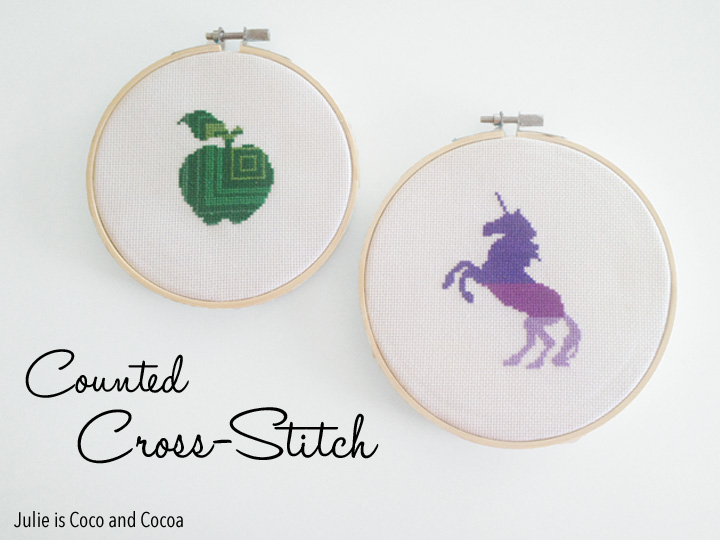 Counted Cross-Stitch Unicorn and Counted Cross-Stich Apple {Free Ampersand Pattern}