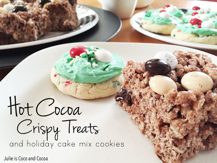 Holiday Baking Hot Cocoa Crispy Treats and Holiday Cake Mix Cookies