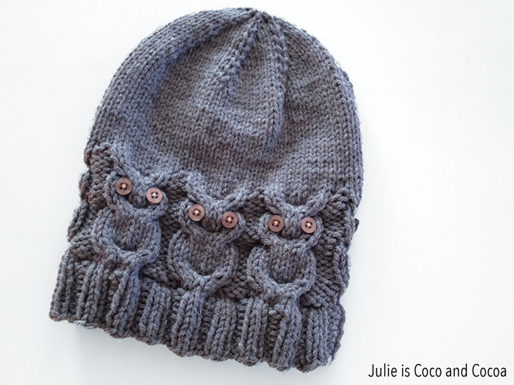 Knit Owl Hat Pattern - Julie Measures