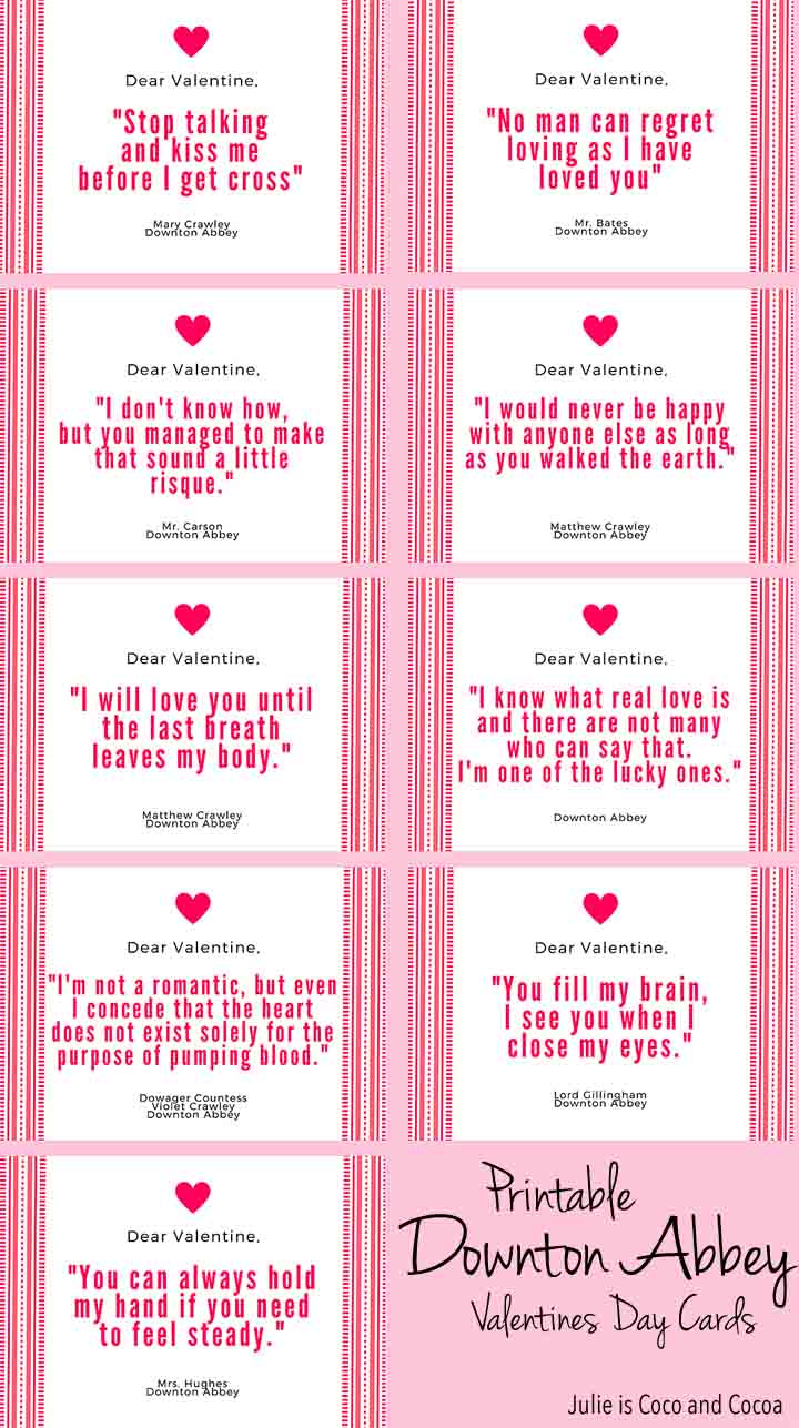 Printable Downton Abbey Valentines Day Cards