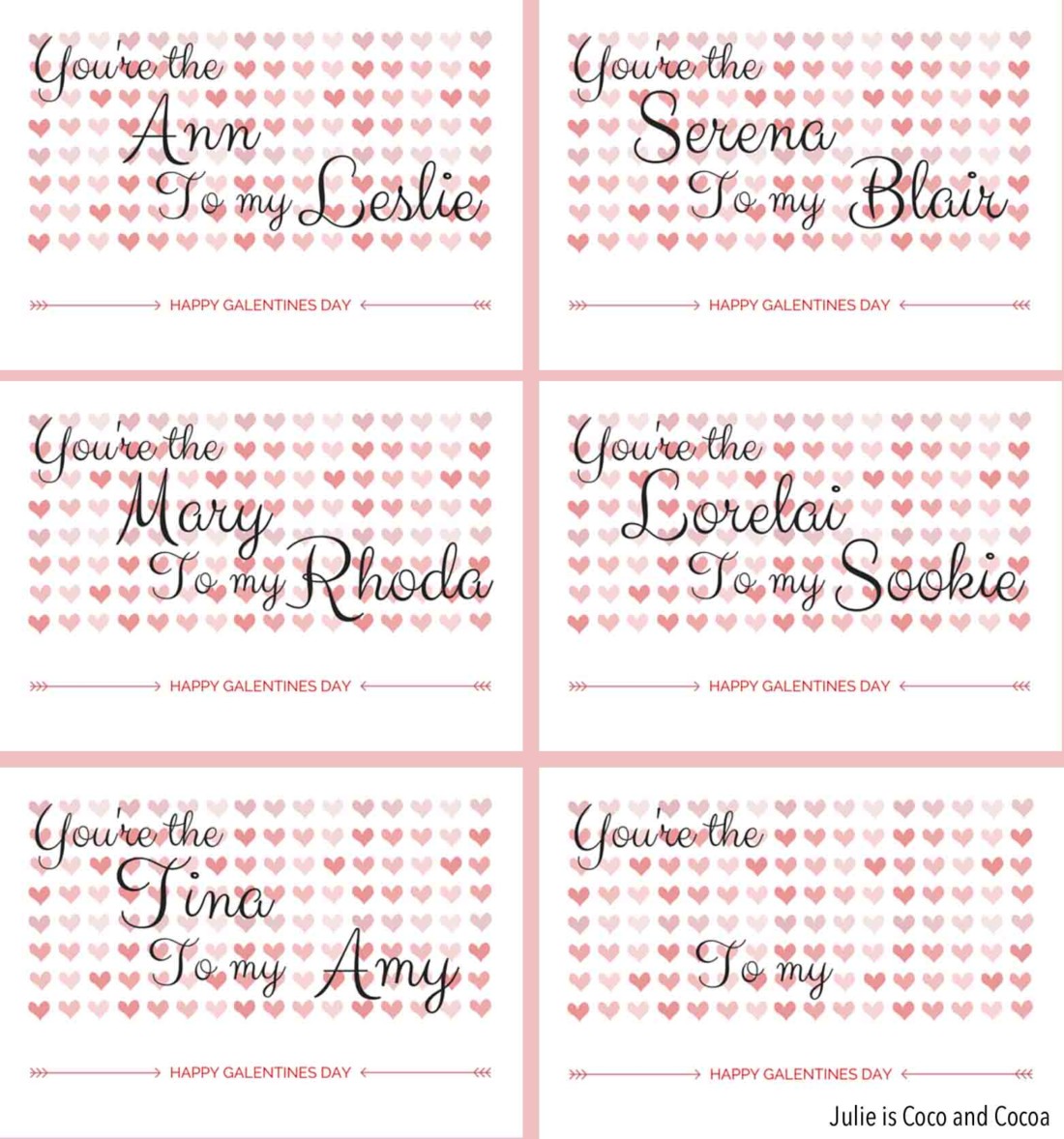 Show your friends you love them! Free Printable Galentines Day Cards