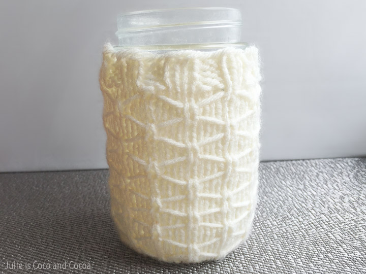 Quilted Lattice Mason Jar Knit Cozy