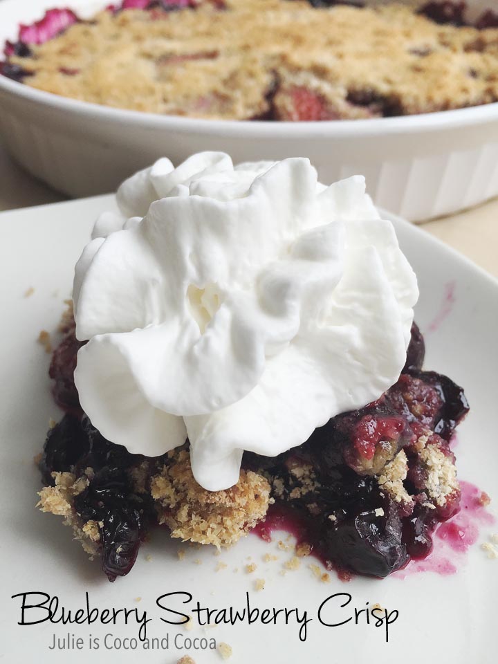 Blueberry Strawberry Crisp recipe from Julie is Coco and Cocoa