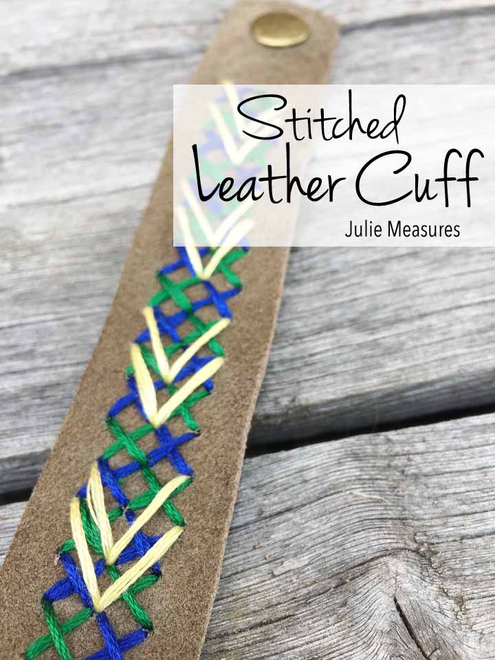 Cross Stitched Leather Cuff