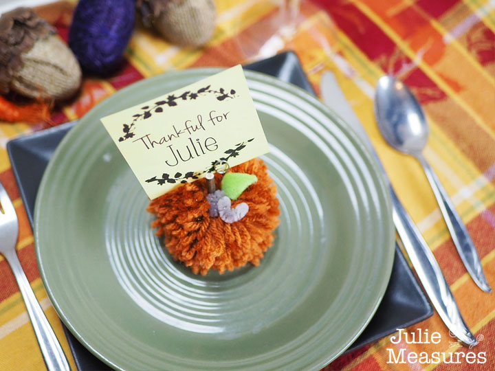 Pumpkin Pom-Pom Thanksgiving Name Cards
