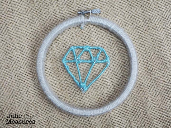 Yarn Wrapped Diamond Embroidery Hoop Art