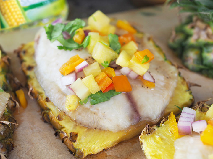 Pineapple Plank Grilled Fish