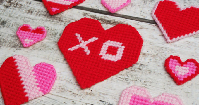 plastic canvas heart cross stitch