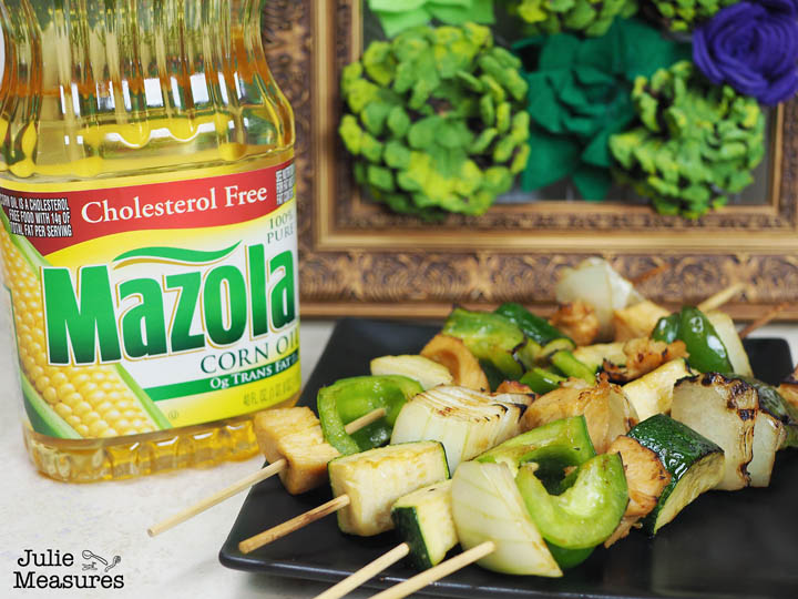 honey lime grilled chicken and veggie skewers