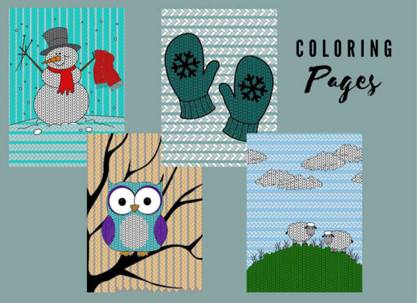 Printable Coloring Pages for Yarn Lovers with a Knitting Theme