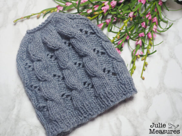 cable eyelet knit hat