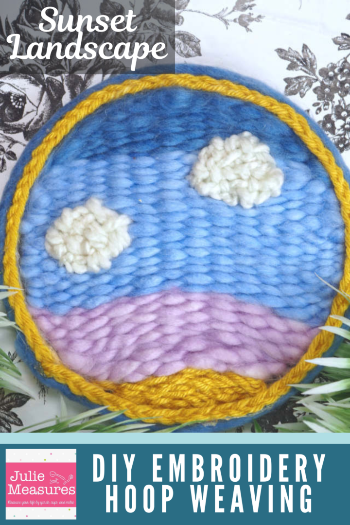 sunset embroidery hoop weaving